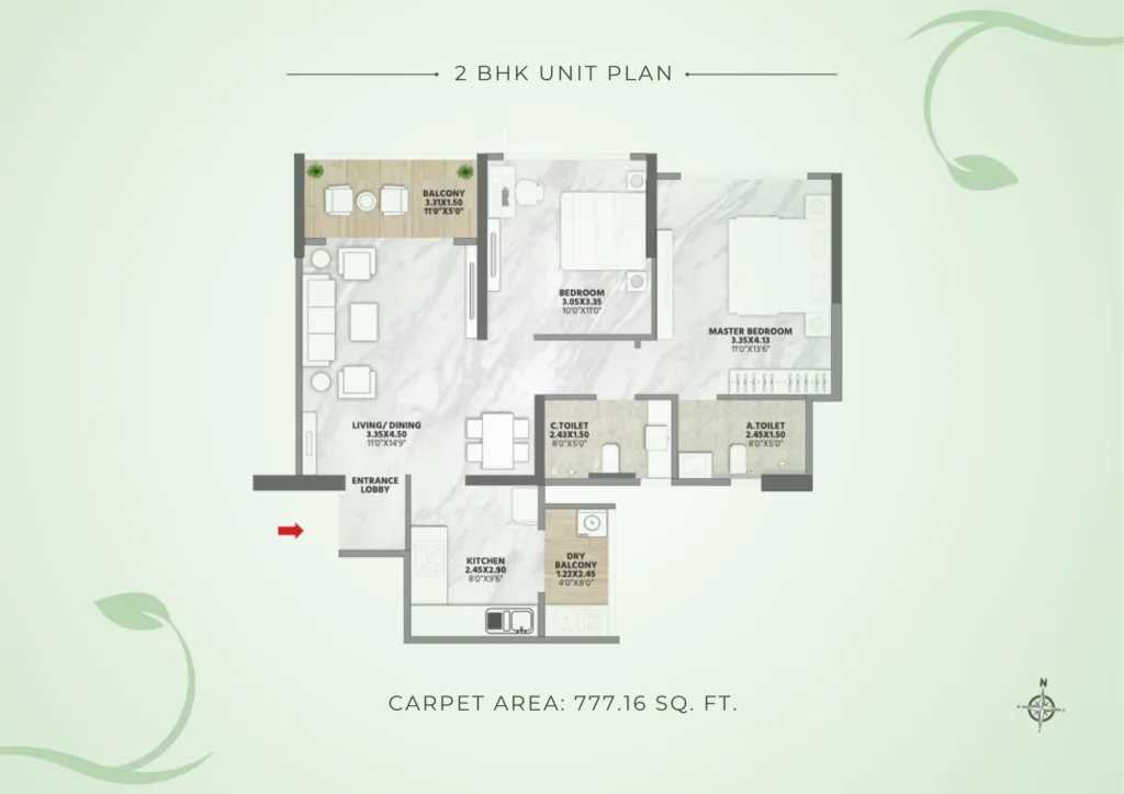 2 BHK Unit Plan