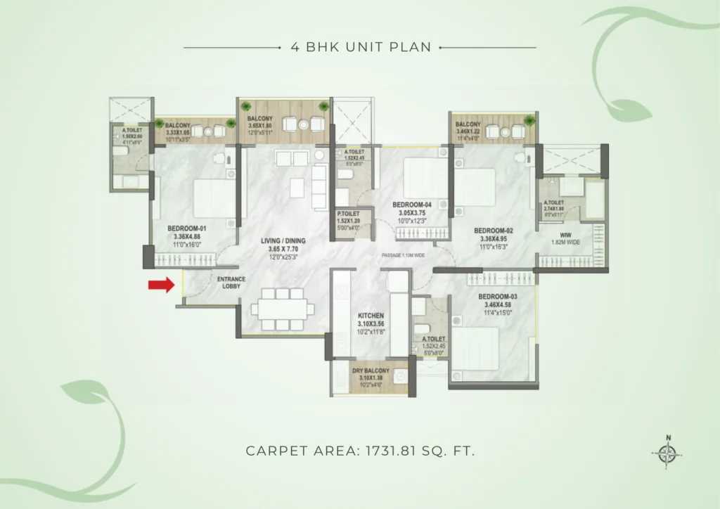 4 BHK Unit Plan